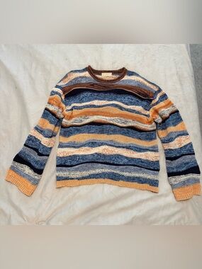 Ulla Johnson Striped Crewneck Sweater in Blue and Orange